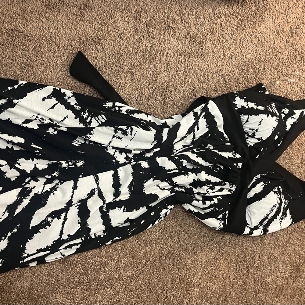 Elegant One Shoulder Black and White Dress
